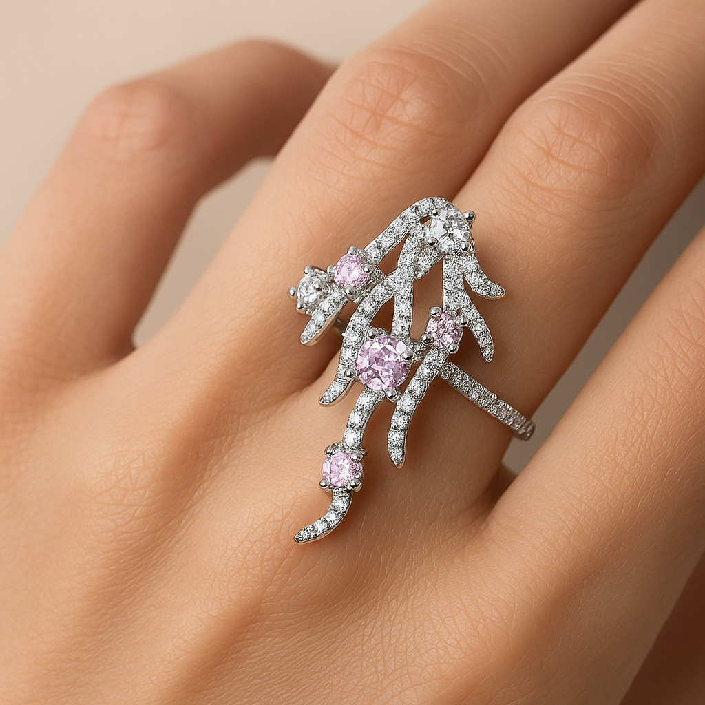 انگشتر زنانه  طرح شاخه درخت از جنس ابکاری رادیوم - فروشگاه فروشگاه اکسسوری ملورین