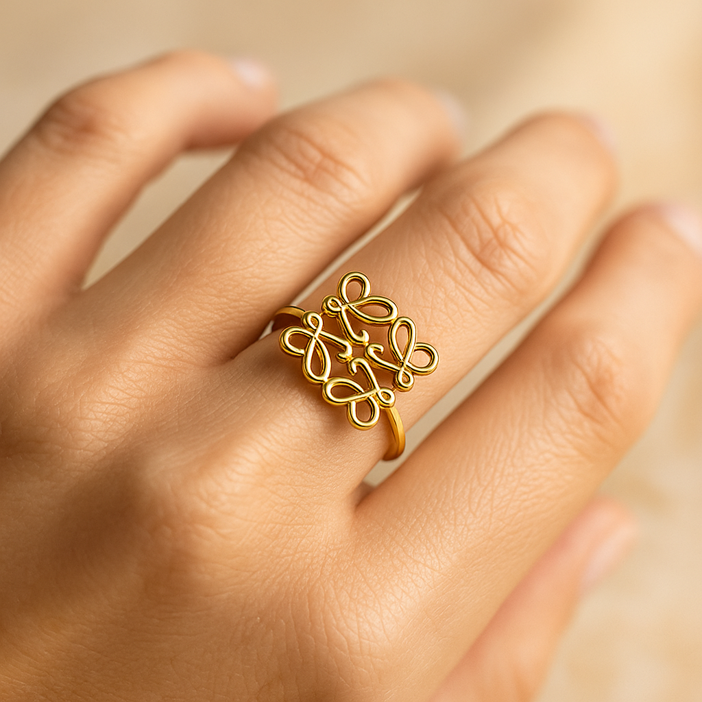 انگشتر زنانه فانتزی طرح لو ا و  از جنس استیل - فروشگاه فروشگاه اکسسوری ملورین