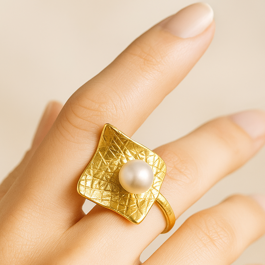 انگشتر زنانه طرح تک مروارید از جنس استیل - فروشگاه فروشگاه اکسسوری ملورین