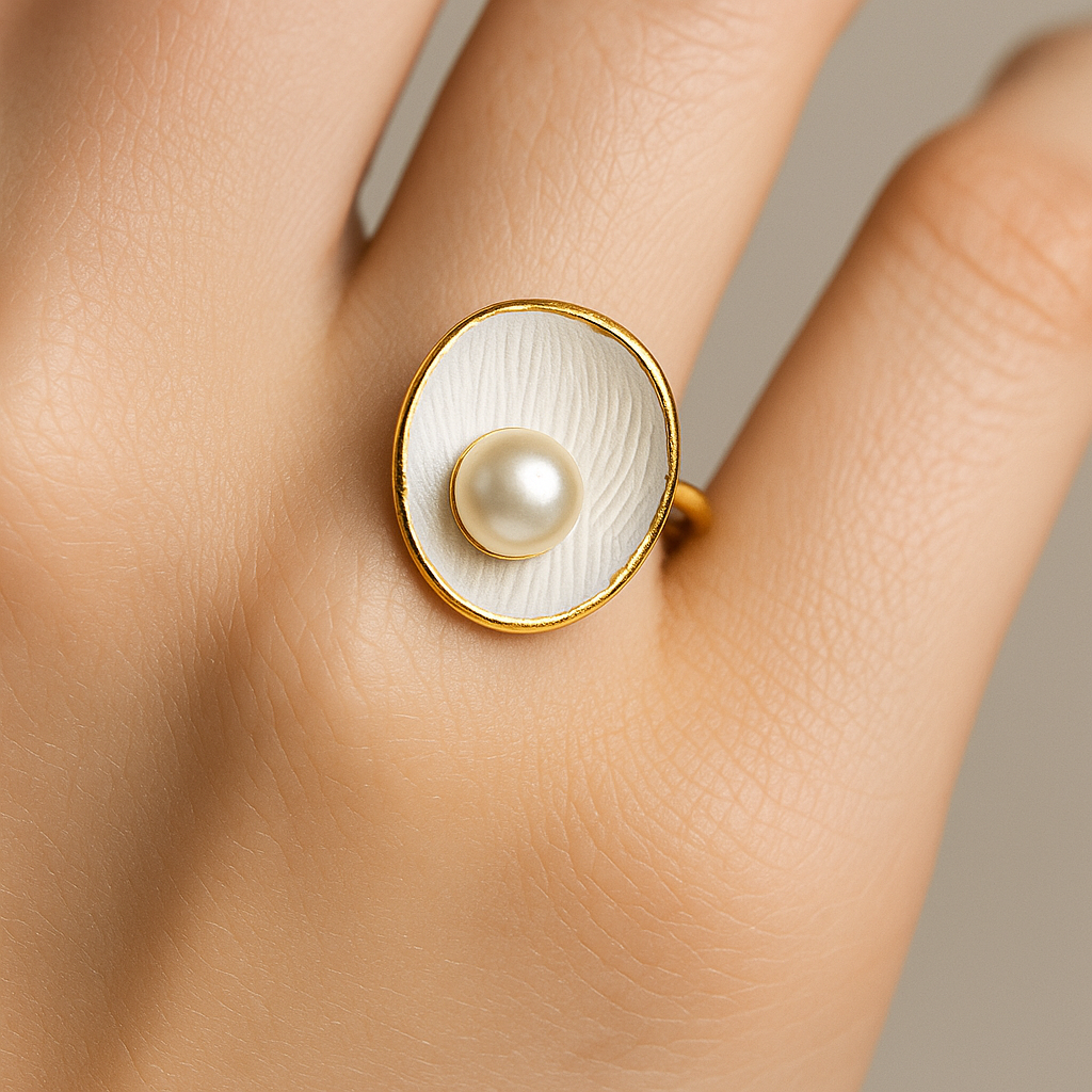 انگشتر زنانه طرح تک مروارید از جنس استیل - فروشگاه فروشگاه اکسسوری ملورین