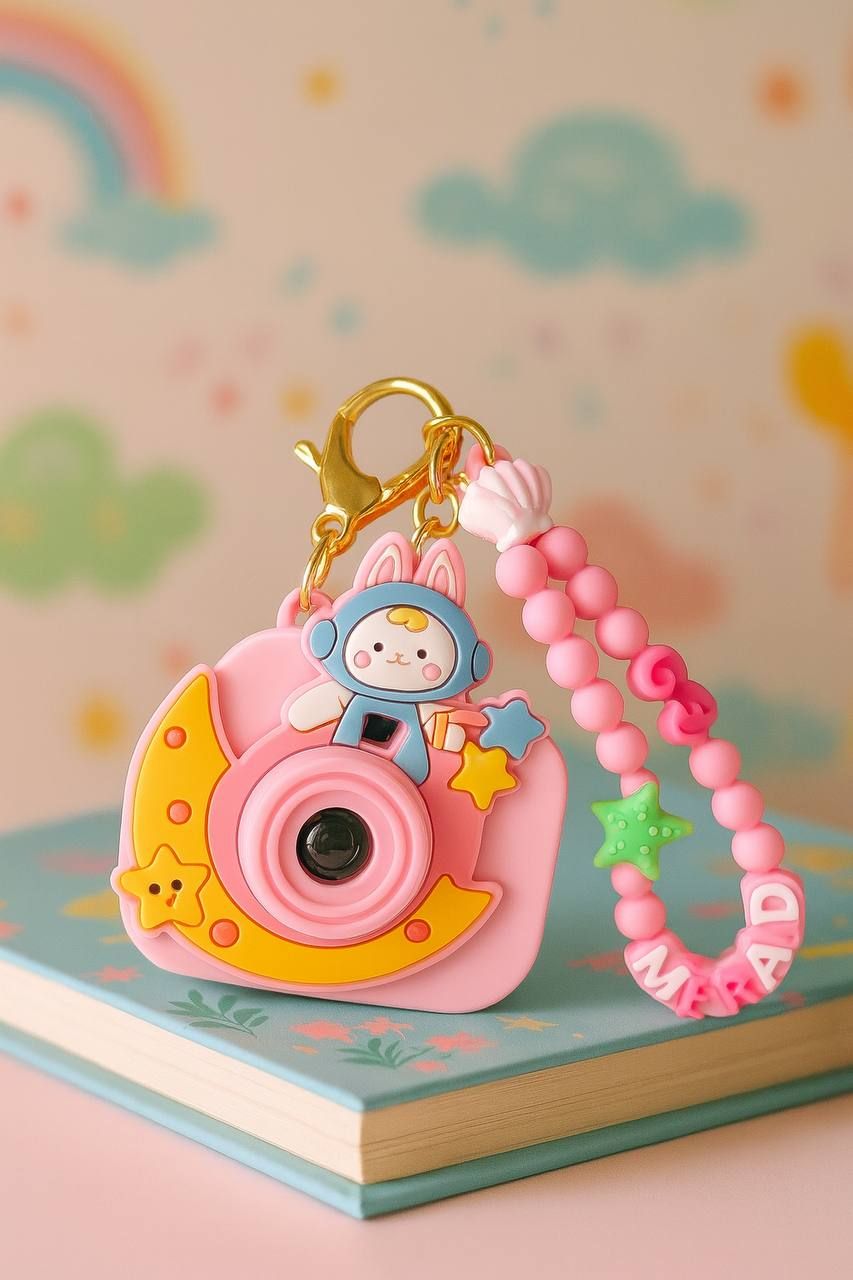 جا کلیدی و اویز کیف دخترانه مدل دوربین از جنس پلاستیک فشرده