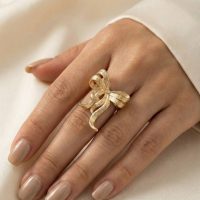 انگشتر زنانه فانتزی مدل پاپیون از جنس ابکاری رادیوم