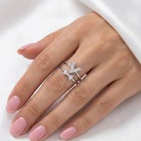 انگشتر زنانه جواهری مدل پاپیون از جنس ابکاری رادیوم