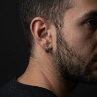 پیرسینگ گوش مردانه مدل حلقه ای از جنس استیل