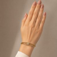 دستبند زنانه مدل بنگل طرح جواهری از جنس ژوپینگ