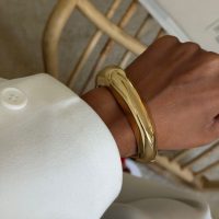 دستبند زنانه مدل بنگل طرح اینه ای از جنس کوپر ابکاری رادیوم