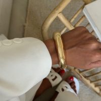 دستبند زنانه مدل بنگل طرح اینه ای از جنس کوپر ابکاری رادیوم