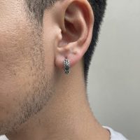 پیرسینگ گوش فیک مردانه مدل حلقه ای طرح کروم هارتس از جنس استیل