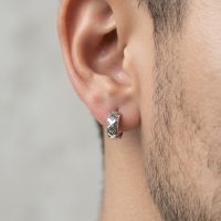 پیرسینگ گوش فیک مردانه مدل حلقه ای طرح لویی ویتون از جنس استیل