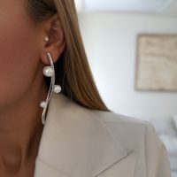 گوشواره زنانه مدل میخی طرح مرواریدی از جنس ابکاری رادیوم