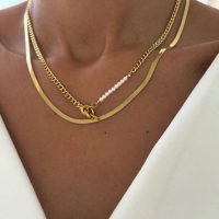 گردنبند زنانه مدل دولاین طرح گره از جنس استیل