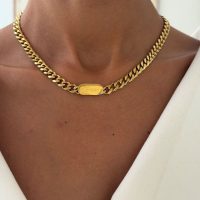 گردنبند زنانه مدل زنجیر کارتیر طرح کارتیر و گوچی از جنس استیل
