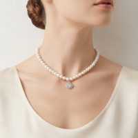گردنبند زنانه مدل مروارید طرح صدف