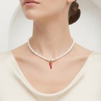 گردنبند زنانه مدل مروارید طرح فلفل