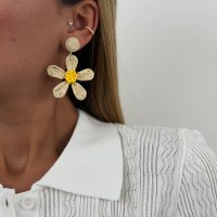 گوشواره زنانه مدل حصیری طرح گل از جنس ابکاری رادیوم