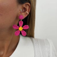 گوشواره زنانه مدل حصیری طرح گل از جنس ابکاری رادیوم